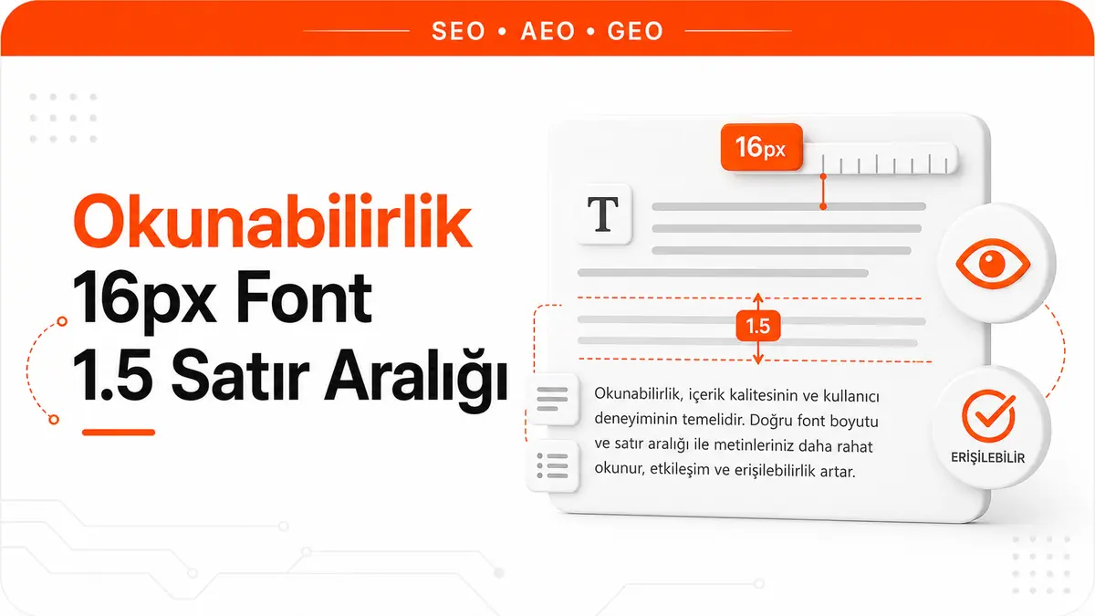 Okunabilirlik 16px Font 1.5 Satır Aralığı