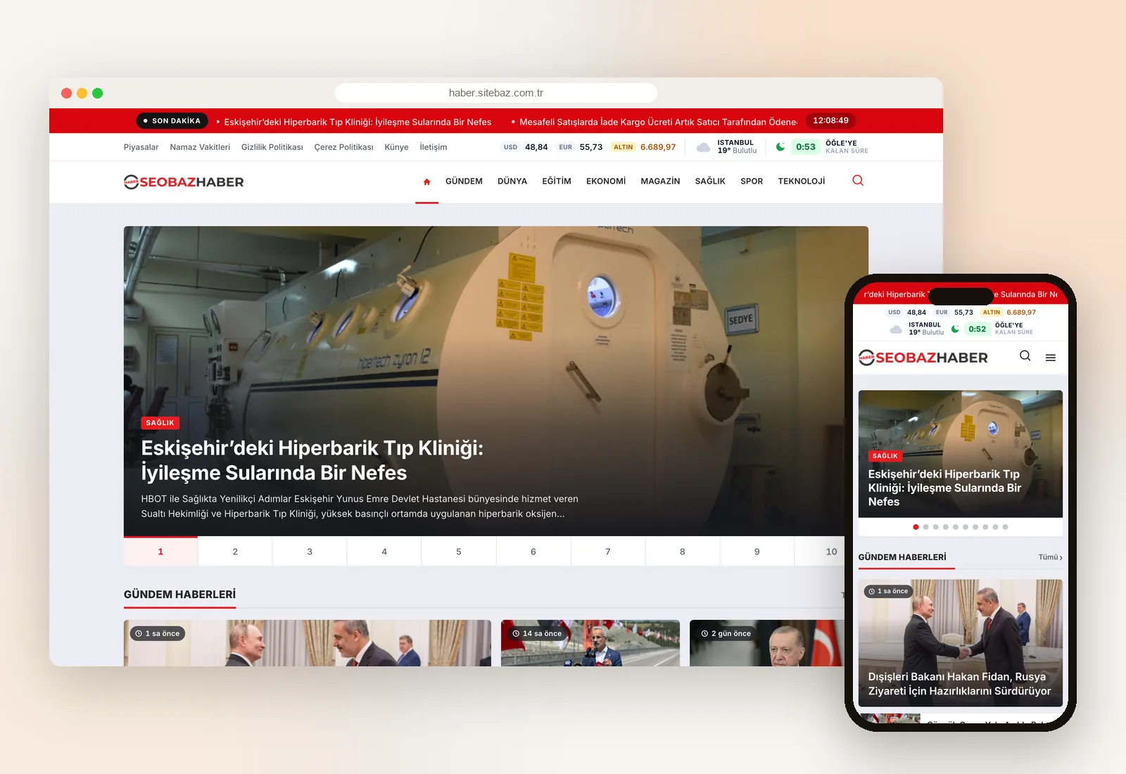 Seobaz News Theme 3.1: desktop and mobile homepage